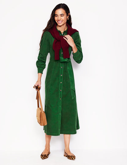 Aubrey Cord Midi Shirt Dress-Eden