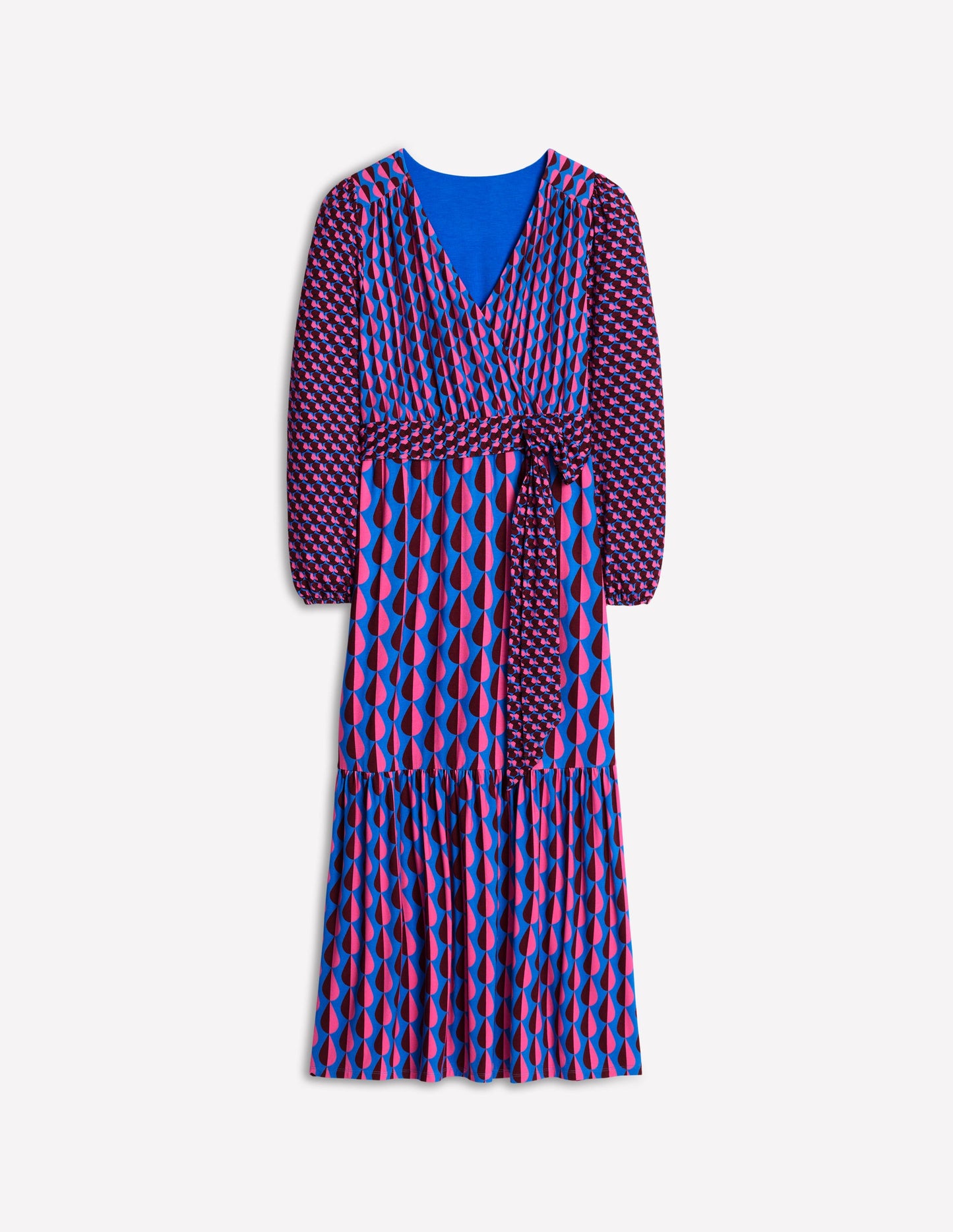 Ophelia Wrap Midi Jersey Dress -Multi, Raindrop Geo