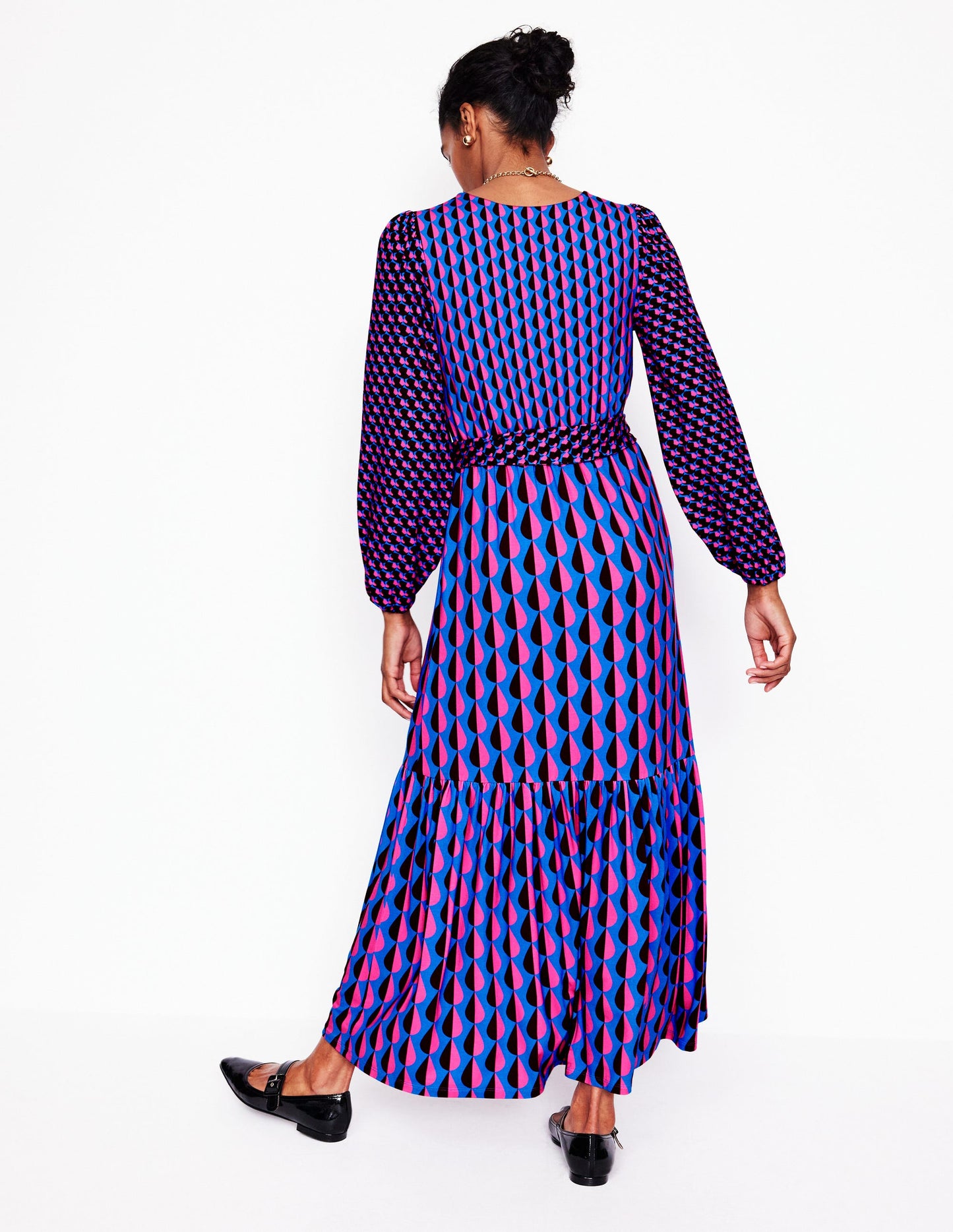 Ophelia Wrap Midi Jersey Dress -Multi, Raindrop Geo