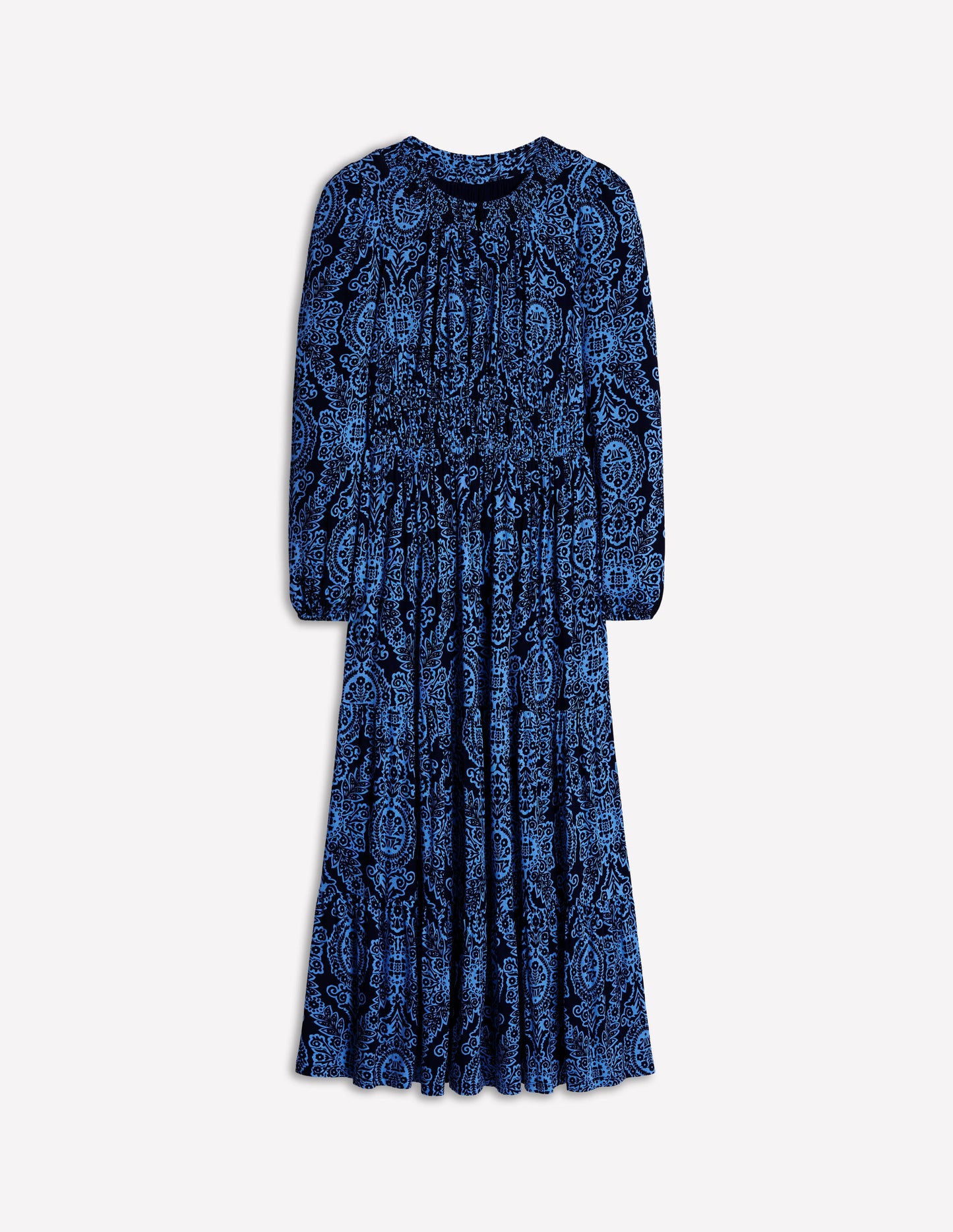 Smock Tiered Jersey Midi Dress -Forget-me-not, Opulent Vine