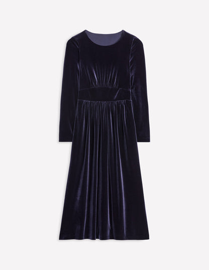 Thea Velvet Jersey Midi Dress -Navy