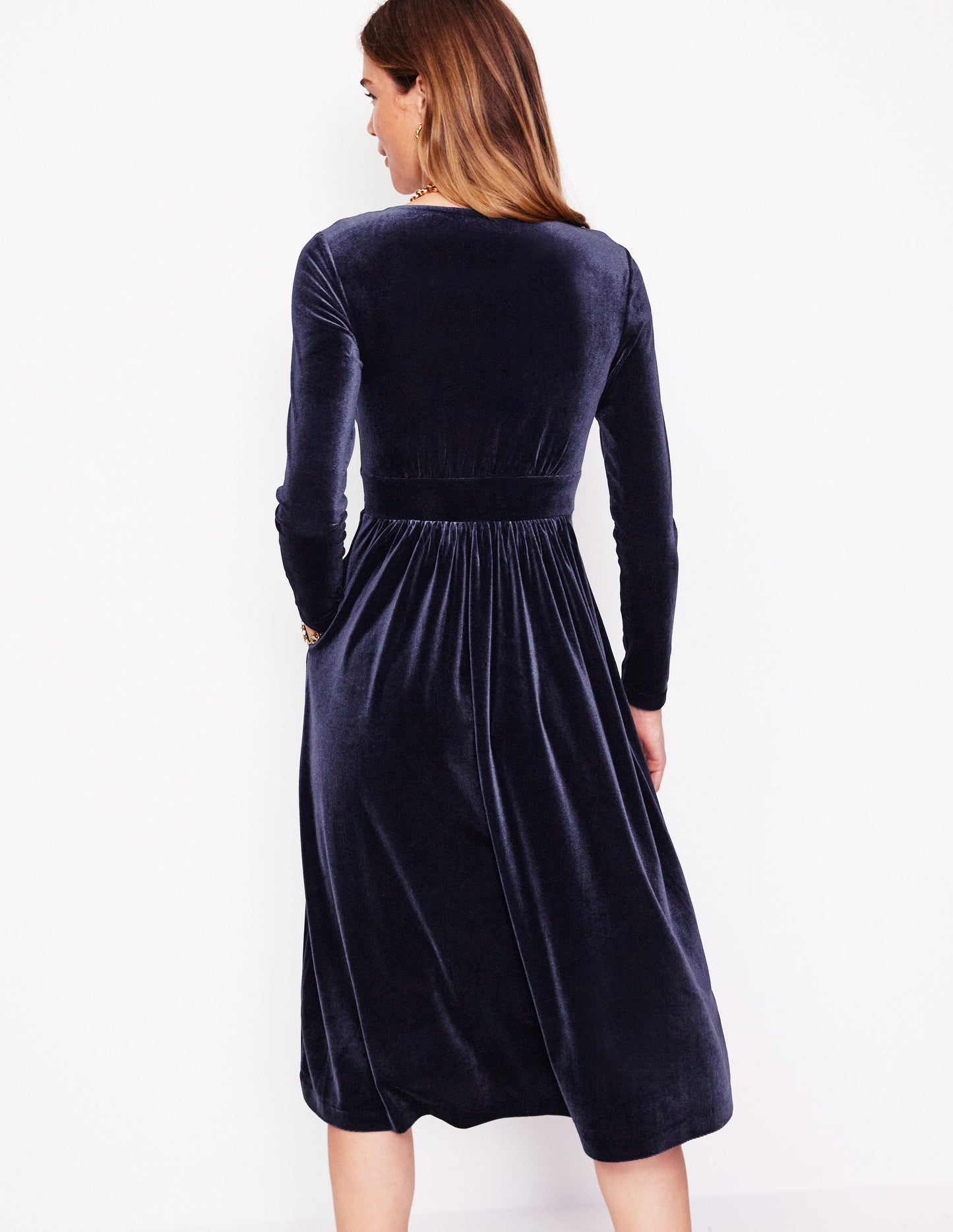 Thea Velvet Jersey Midi Dress -Navy