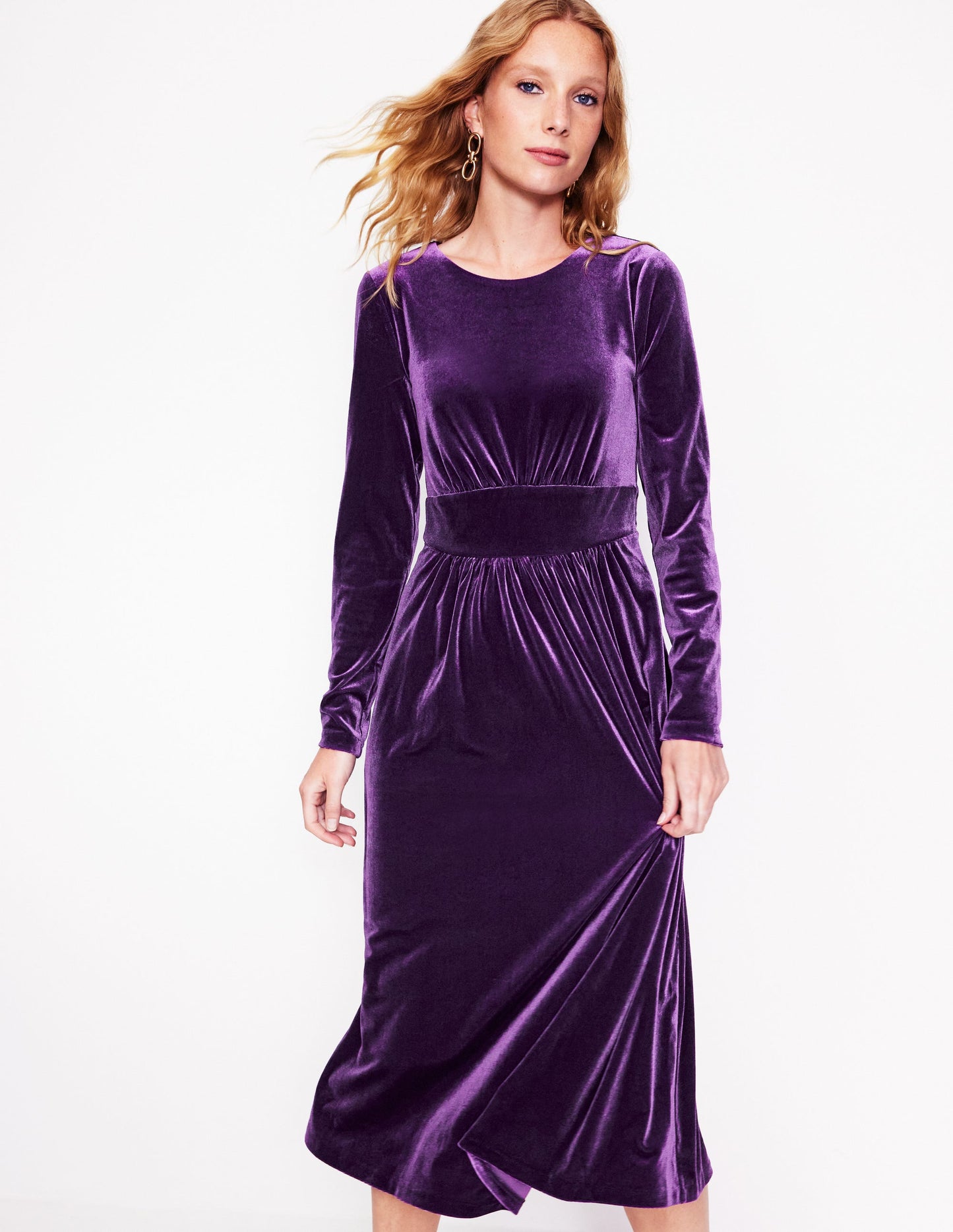 Thea Velvet Midi Dress-Viola