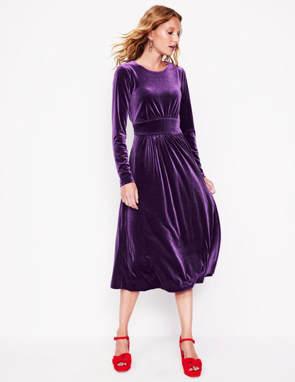 Thea Velvet Midi Dress-Viola