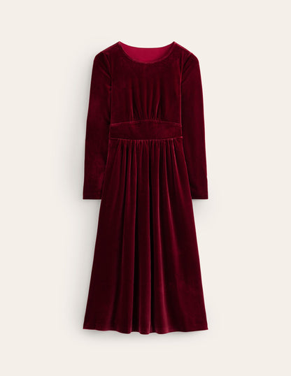 Thea Velvet Midi Dress -Cabernet