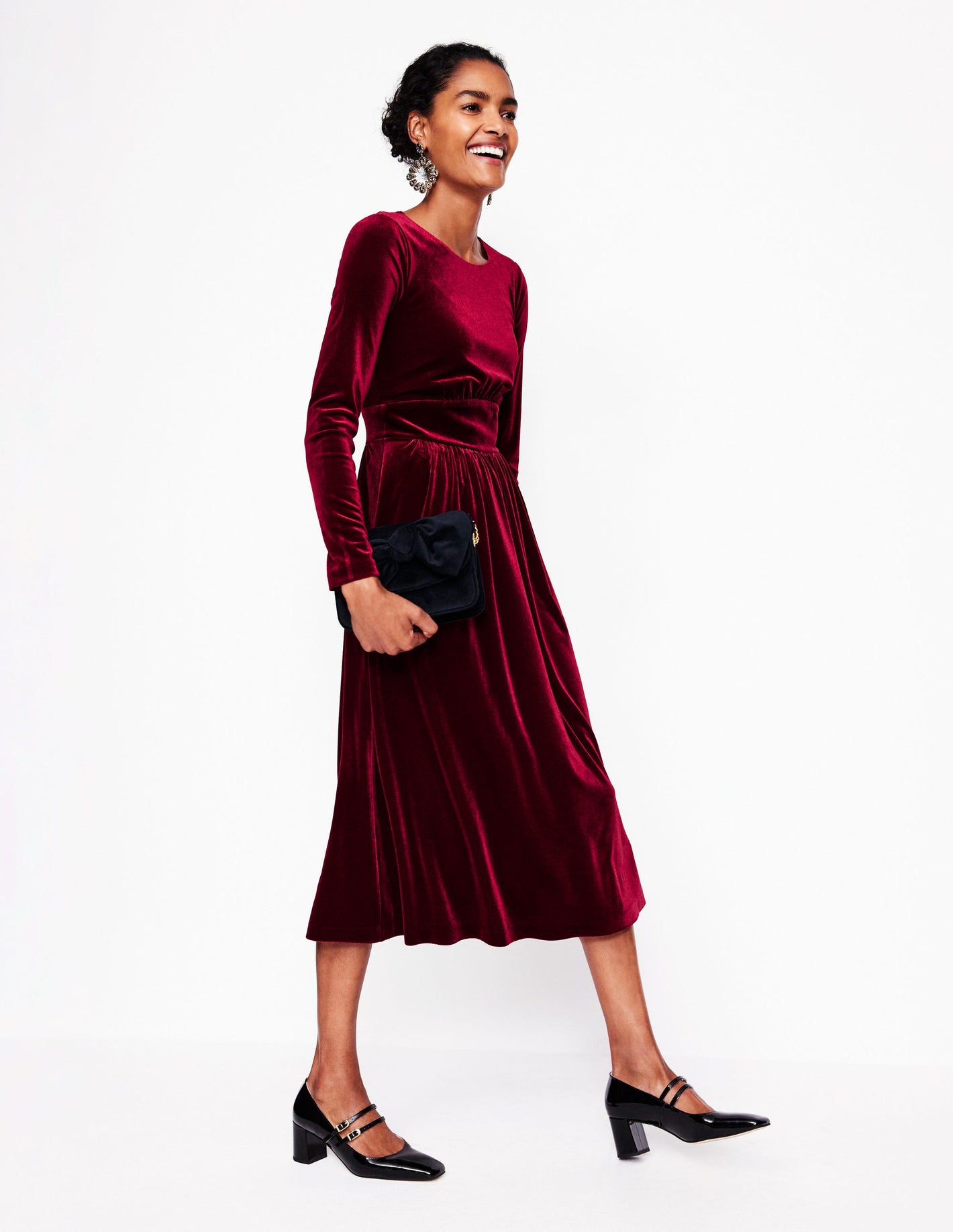 Thea Velvet Midi Dress -Cabernet