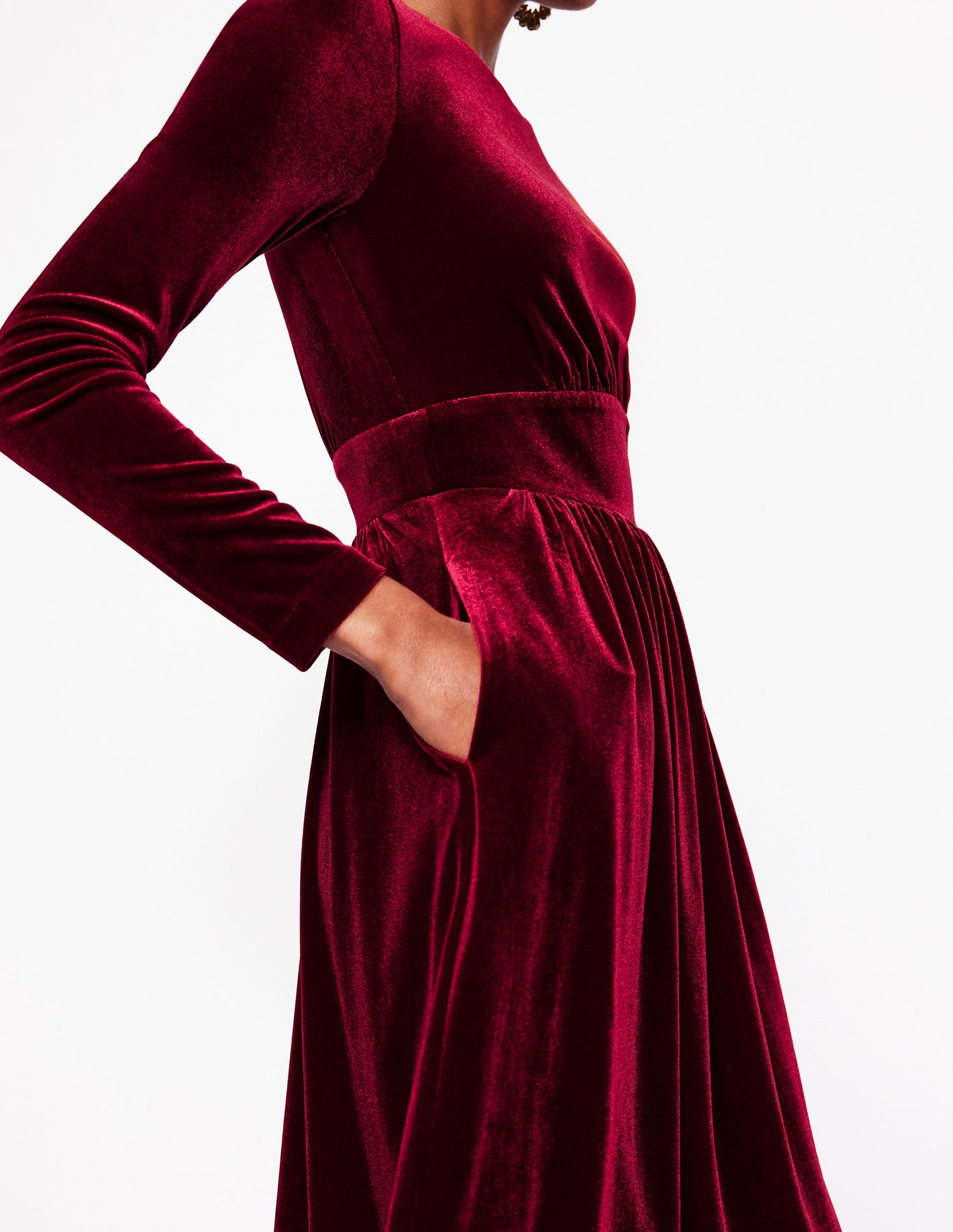 Thea Velvet Midi Dress -Cabernet