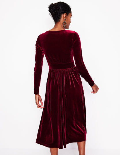 Thea Velvet Midi Dress -Cabernet