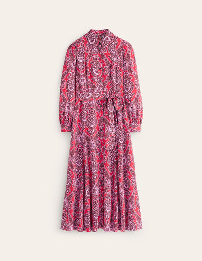 Martha Godet Maxi Shirt Dress -Bright Ruby, Opulent Vine