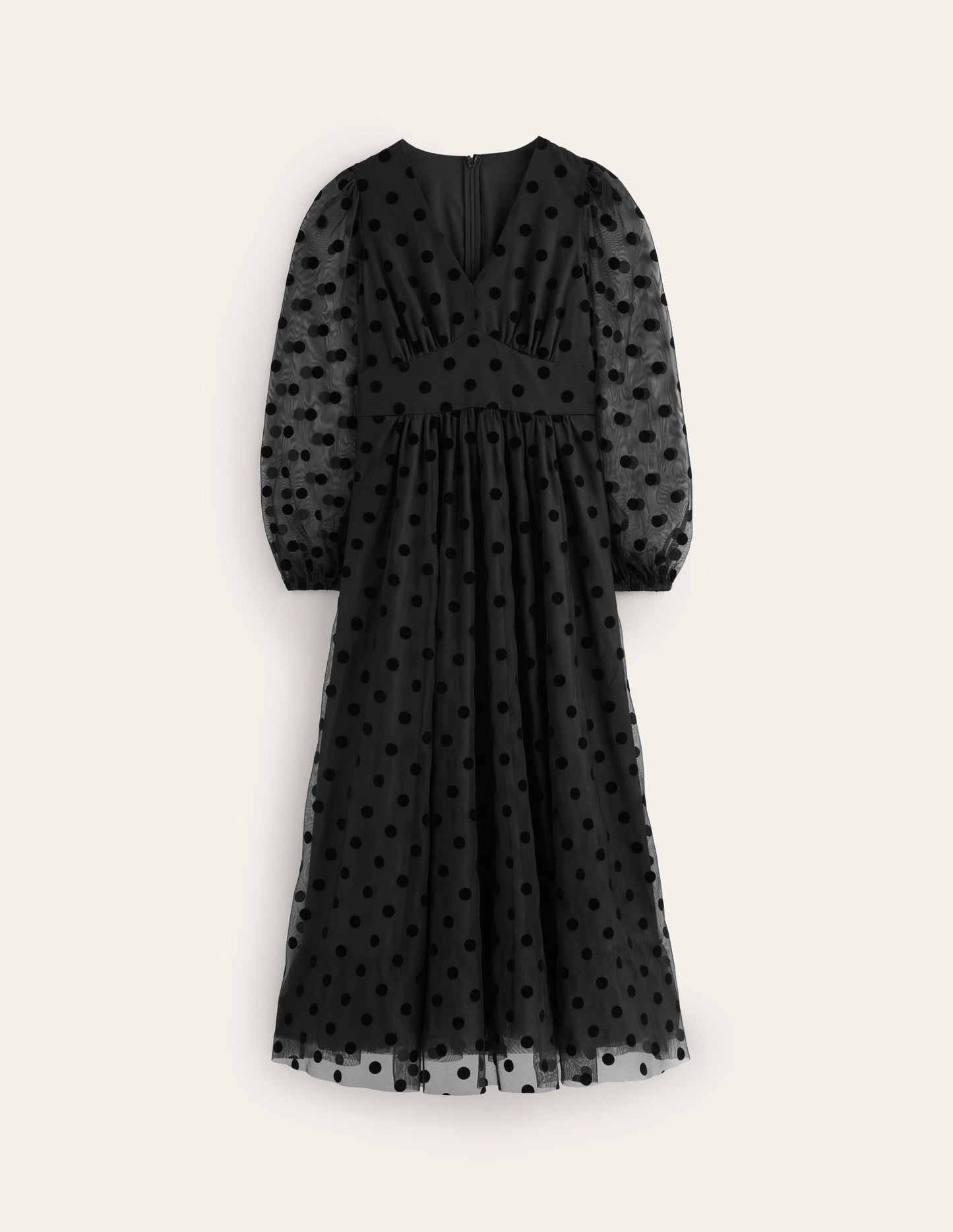 Christina Tulle Midi Dress-Black, Spots