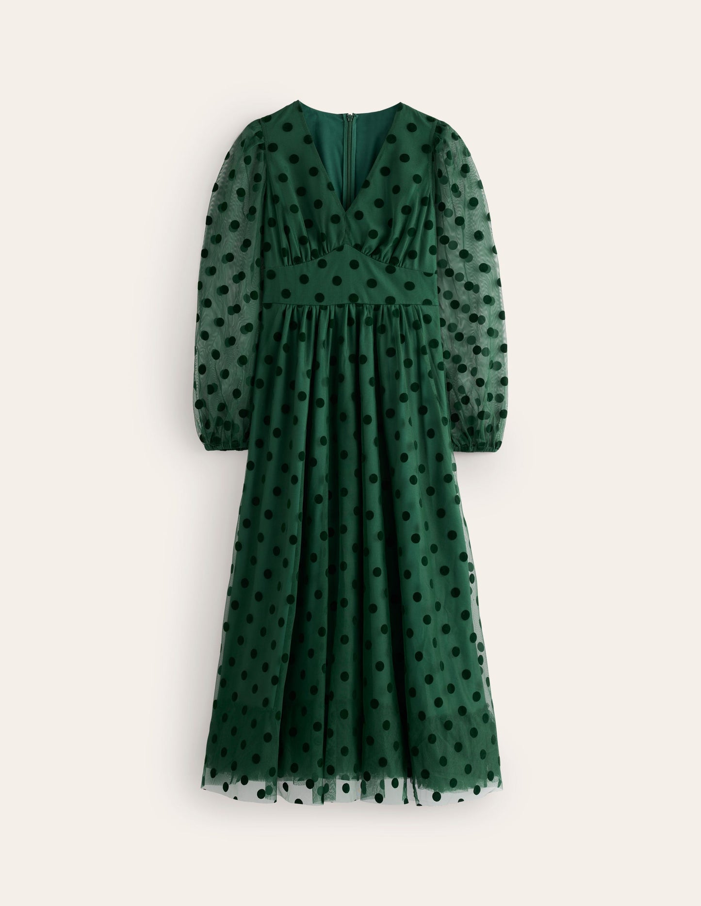 Christina Tulle Midi Dress -Green, Spots