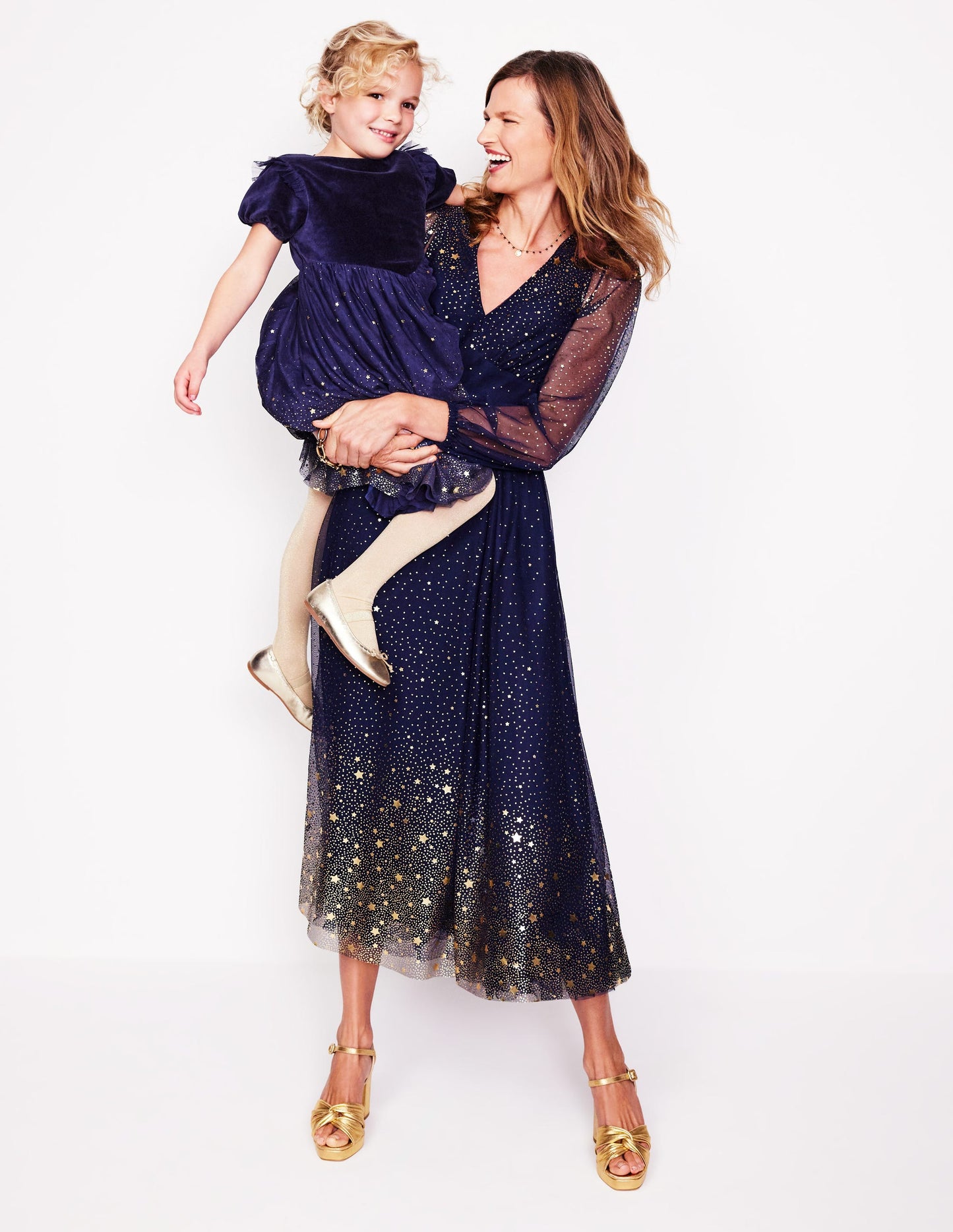 Christina Tulle Midi Dress -Navy, Foil Scattered Stars