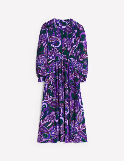 Zoe Trim Detail Midi Dress -Ameythyst, Paisley Fusion