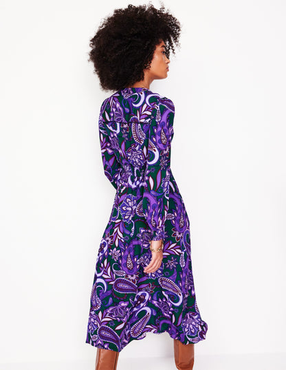 Zoe Trim Detail Midi Dress -Ameythyst, Paisley Fusion