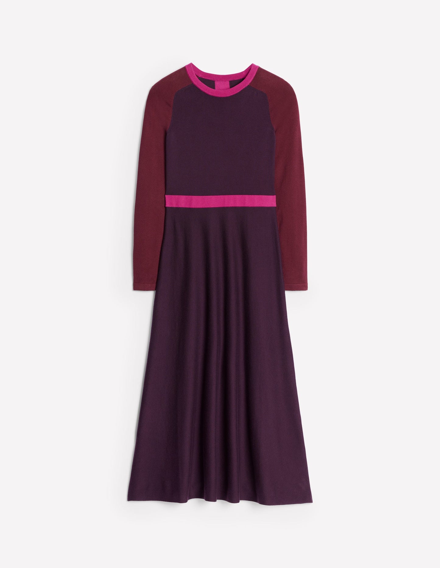 Sam Colourblock Knitted Dress -Aubergine, Maroon Colourblock