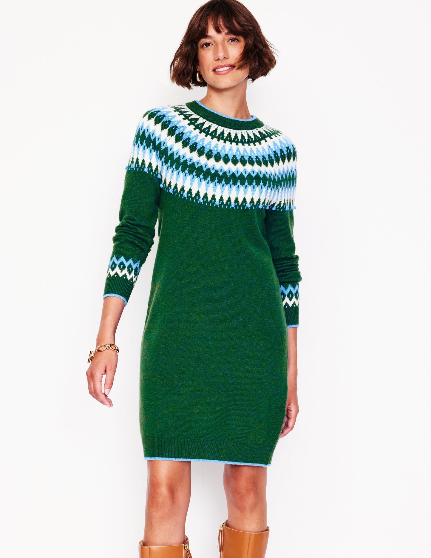 Eleanor Fair Isle Dress-Pine, Fair Isle