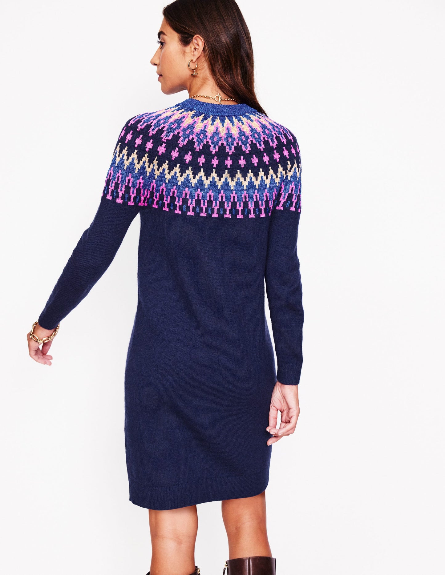 Eleanor Fair Isle Dress -Navy, Sparkle Fair Isle