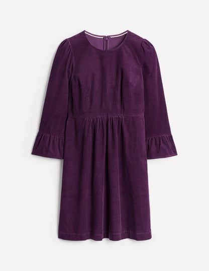 Ora Short Cord Dress -Damson