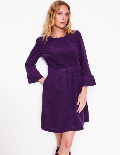 Ora Short Cord Dress -Damson