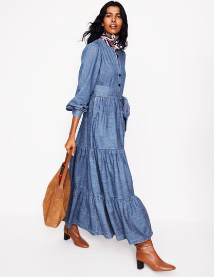 Alba Denim Maxi Dress-Light Vintage Denim