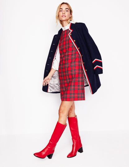 Pia Wool Shift Dress-Red and Blue Check