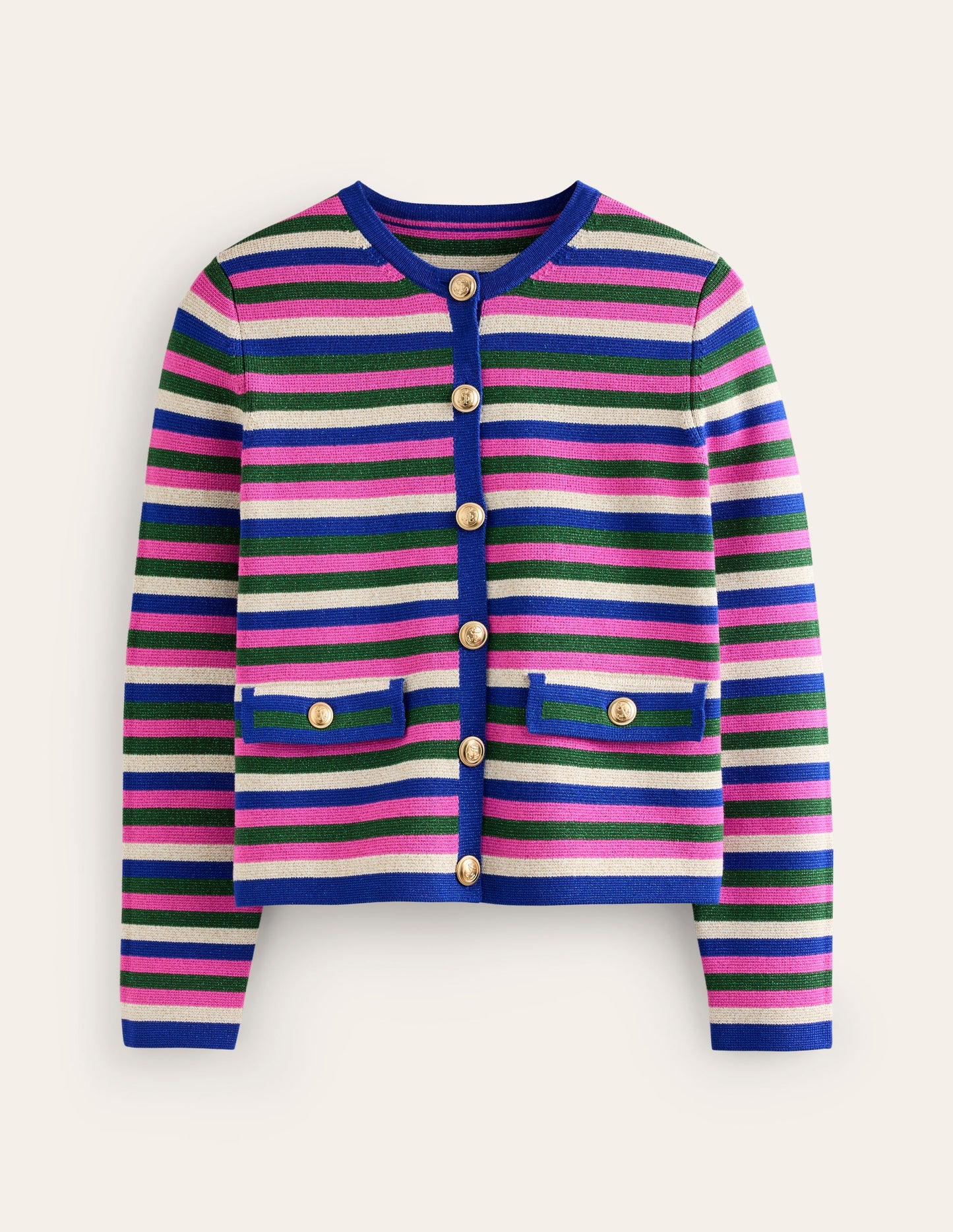 Holly Knitted Jacket-Multi Metallic Stripe