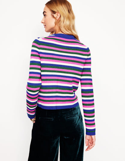 Holly Knitted Jacket-Multi Metallic Stripe