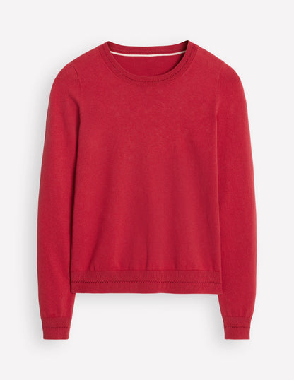 Catriona Cotton Crew Jumper-Red Liquorice