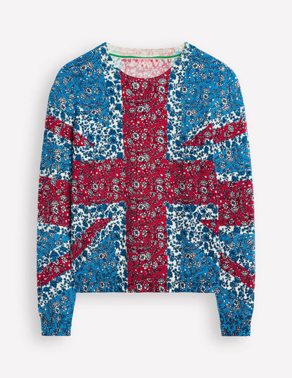 Catriona Cotton Crew Jumper-Cerulean Blue, Union Jack