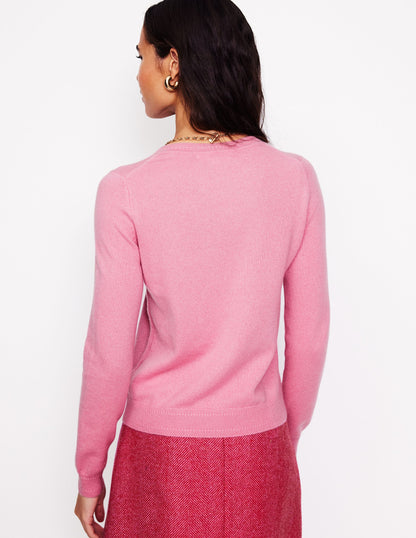 Eva Cashmere Crew Neck Jumper-Old Rose Pink