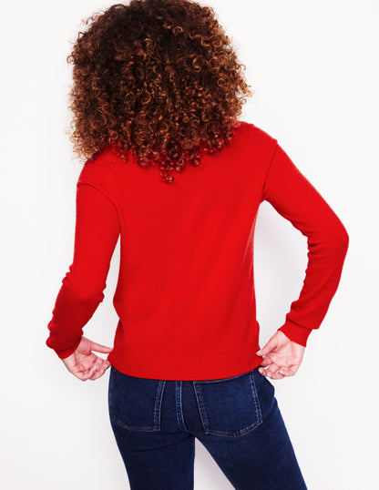 Eva Cashmere V-Neck Jumper-Rouge Red