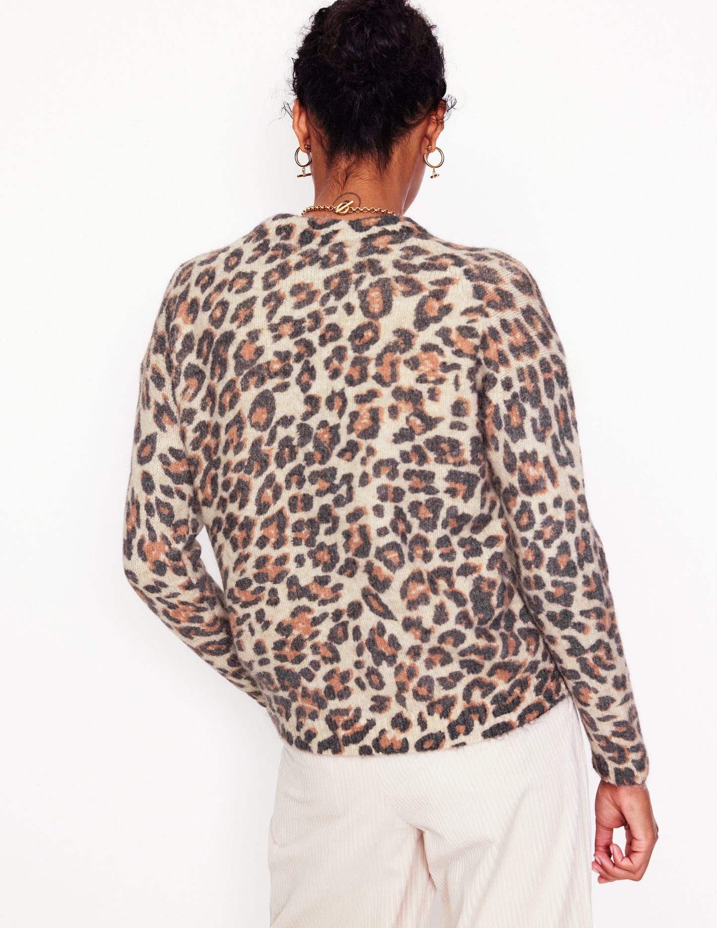 Rosemary Relaxed Fluffy Jumper-Oatmeal Melange, Leopard