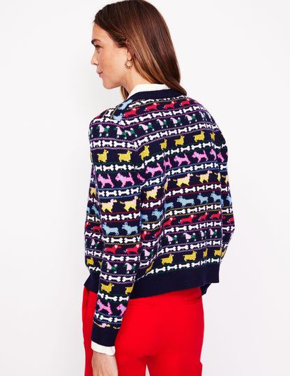 Edie Fair Isle Cardigan-Navy, Dogs