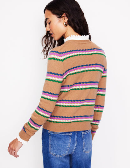 Edie Fair Isle Jumper -Camel Diamond