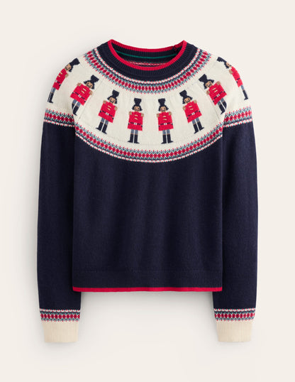 Edie Fair Isle Jumper -Navy, Soldiers