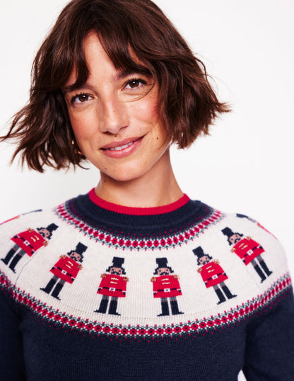 Edie Fair Isle Jumper -Navy, Soldiers