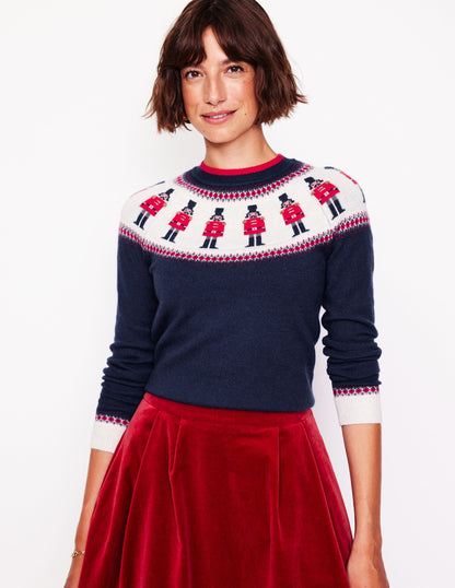 Edie Fair Isle Jumper -Navy, Soldiers