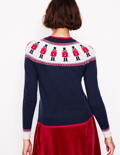 Edie Fair Isle Jumper -Navy, Soldiers