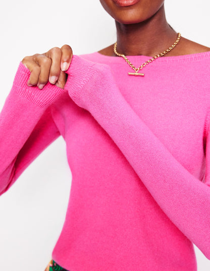 Eva Cashmere Boat Neck Jumper-Pink Tourmaline