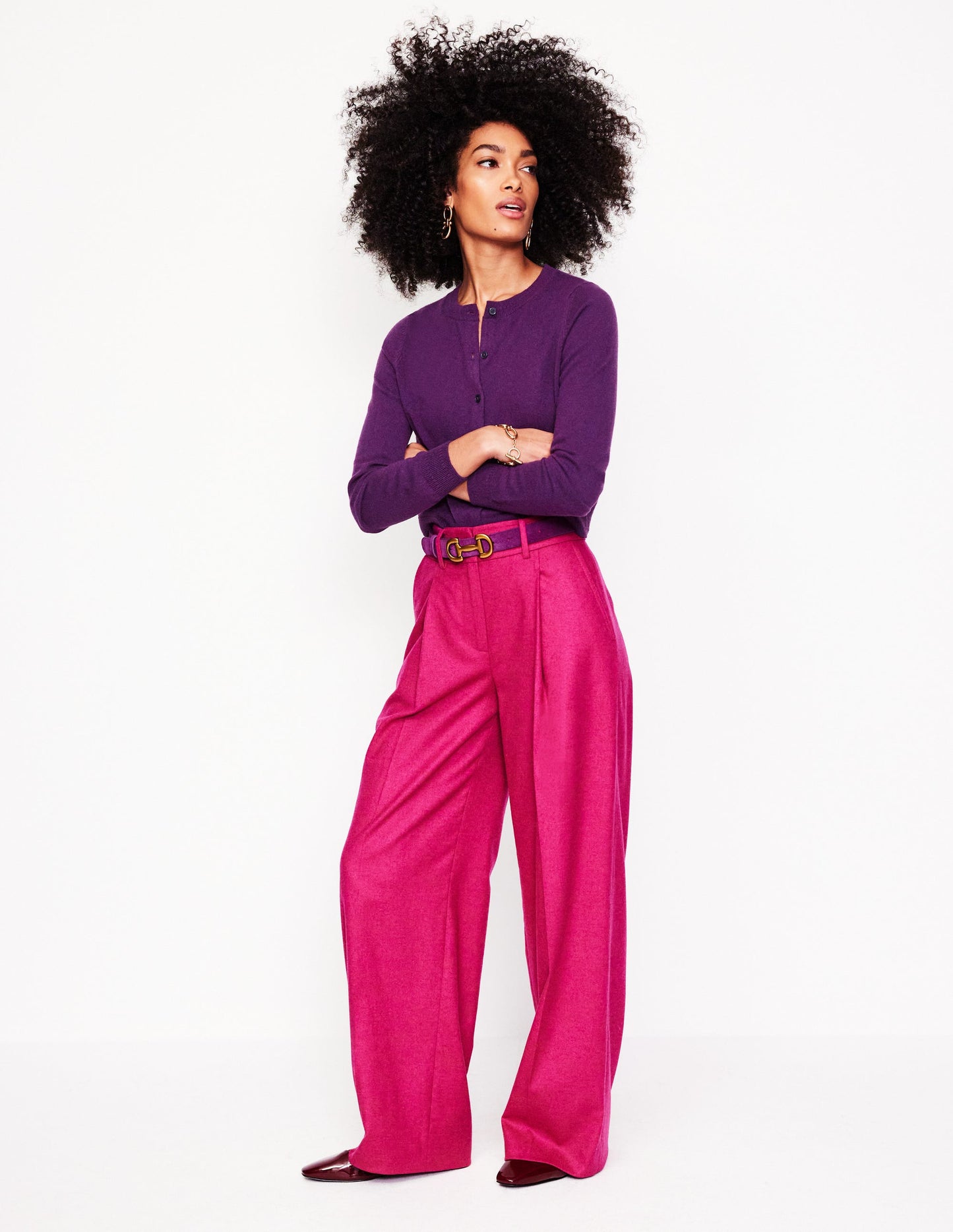 Eva Cashmere Cropped Cardigan-Damson Purple