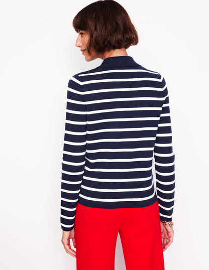 Astrid Knitted Shirt-Navy/ Warm Ivory