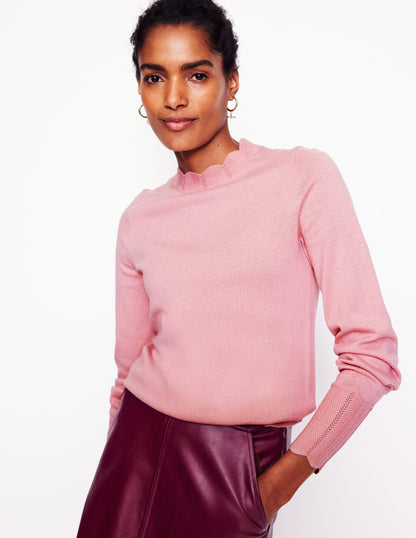 Imi Scallop Trim Jumper-Quartz Pink