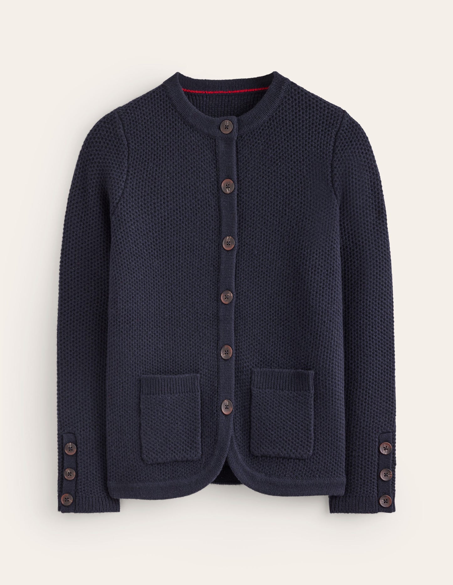 Textured Stitch Cardigan-Navy