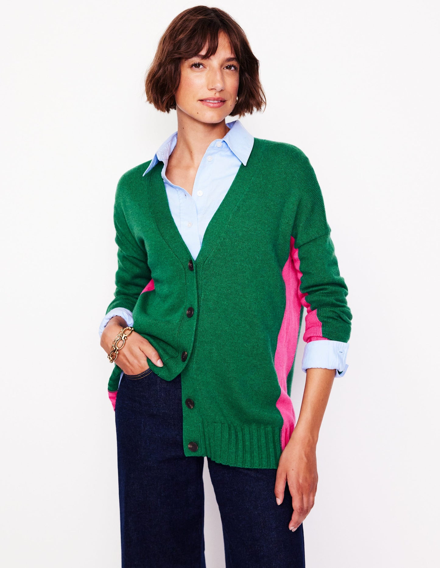 Zia Longline V-Neck Cardigan-Pine Green