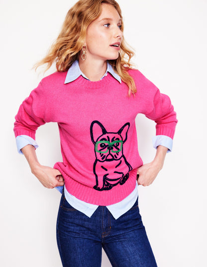 Natalie Embroidered Jumper-Party Pink, Bulldog