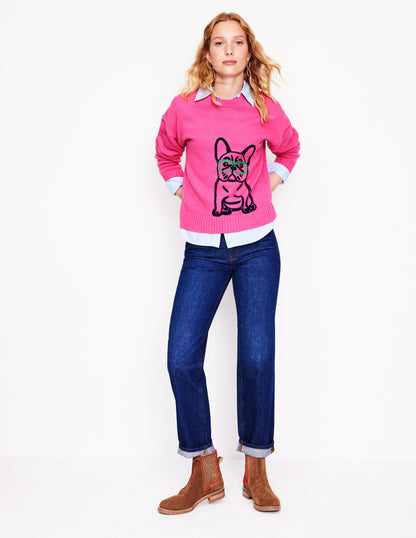 Natalie Embroidered Jumper-Party Pink, Bulldog