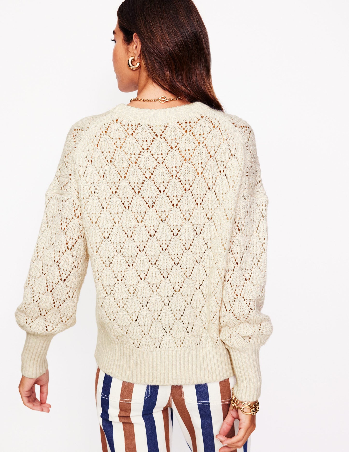 Chunky Pointelle Jumper-Warm Ivory