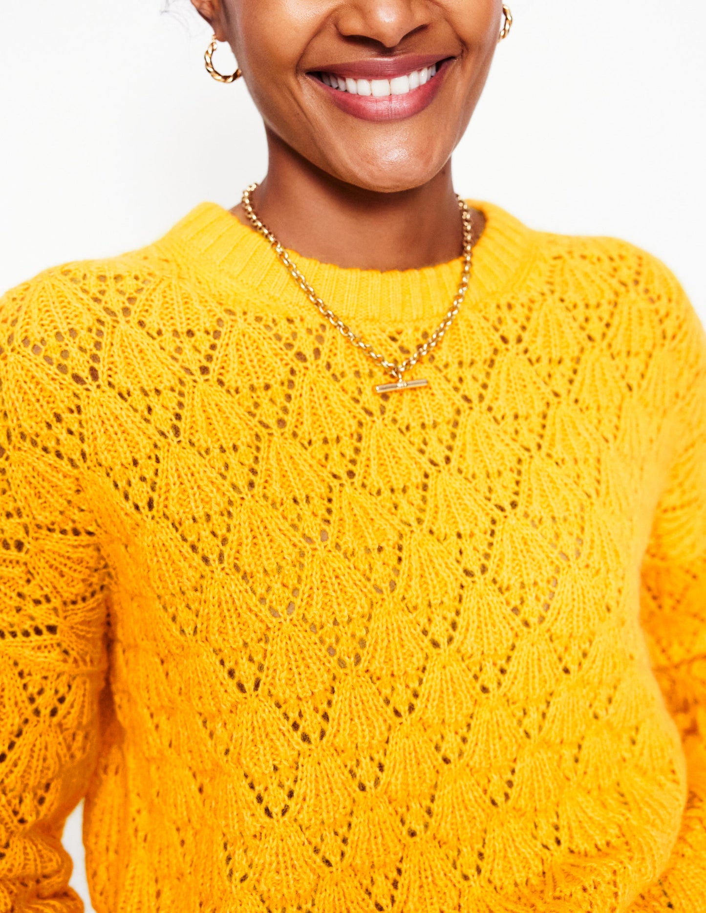 Chunky Pointelle Jumper-Pineapple Yellow