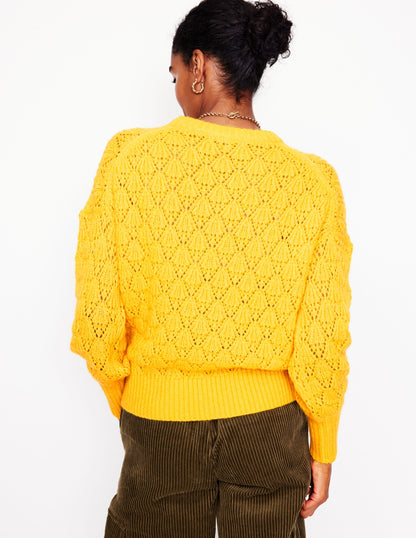 Chunky Pointelle Jumper-Pineapple Yellow