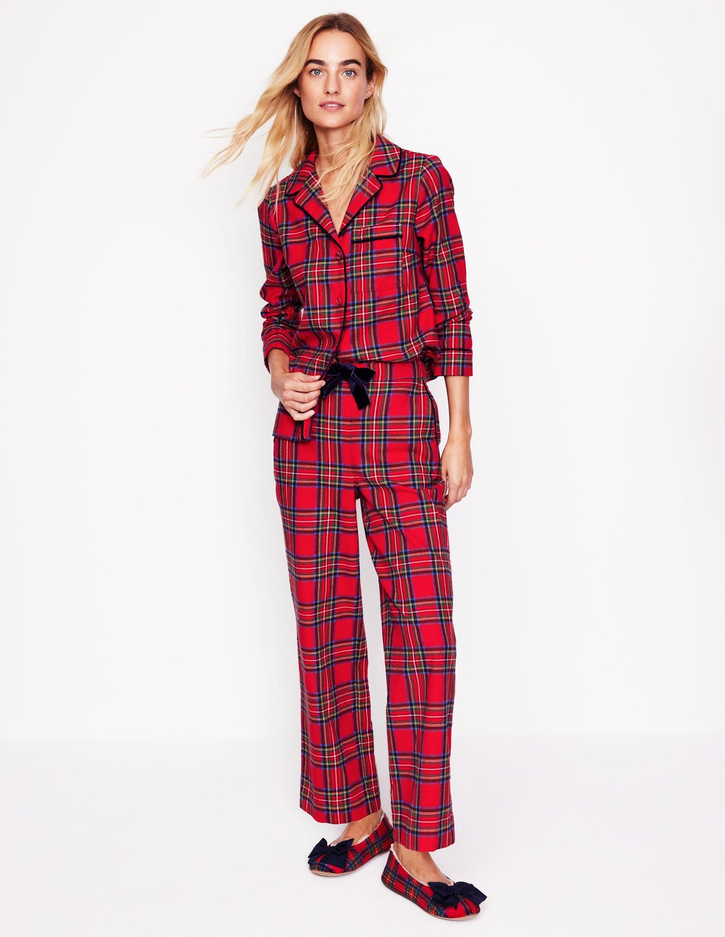 Brushed Cotton Pyjama Trousers-Red and Blue Check